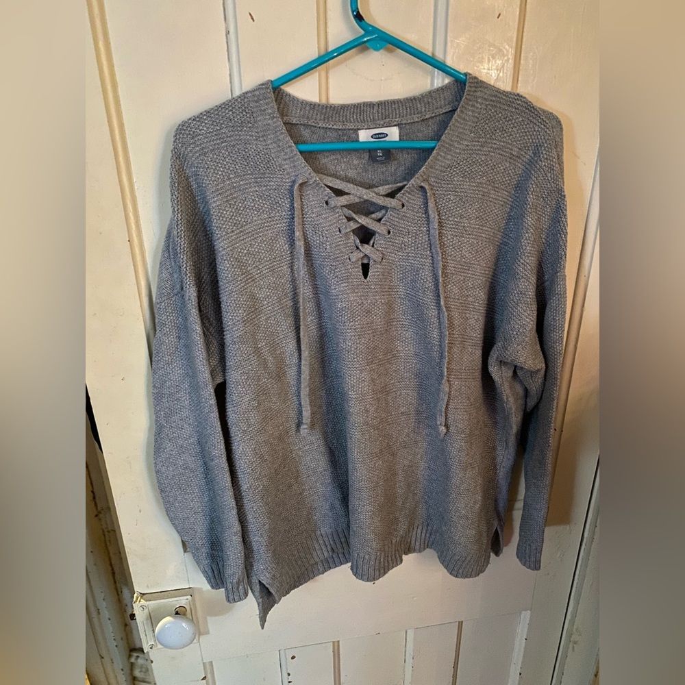 XL - old navy lace up knit sweater